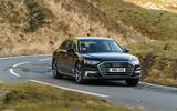 Audi A8 60 TFSIe 2020 road test review - cornering front