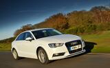 Audi A3 saloon front three quarter tracking