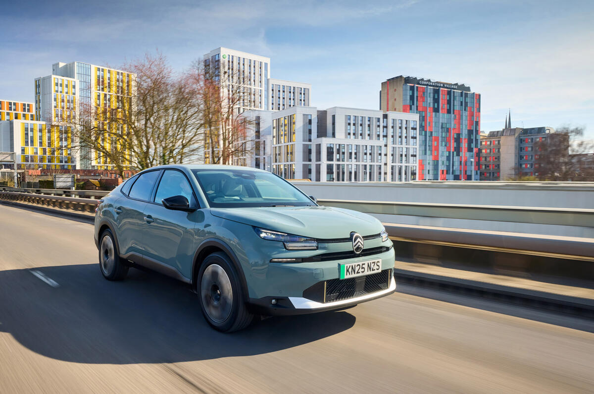 02 Citroen e C4 X 2025 review front driving