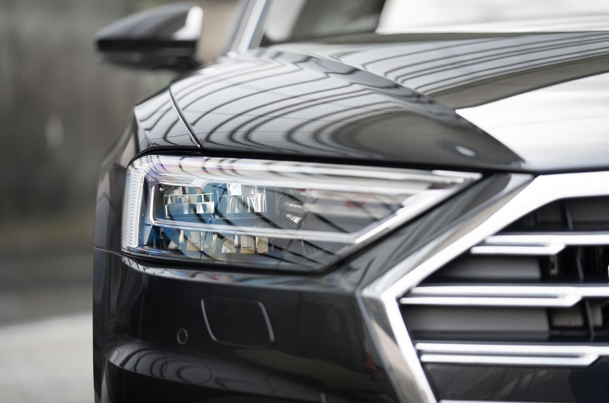 Audi A8 60 TFSIe 2020 road test review - headlights