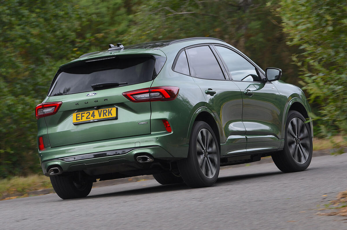 Ford Kuga hydrid S line 2024 rear left three quarter cornering