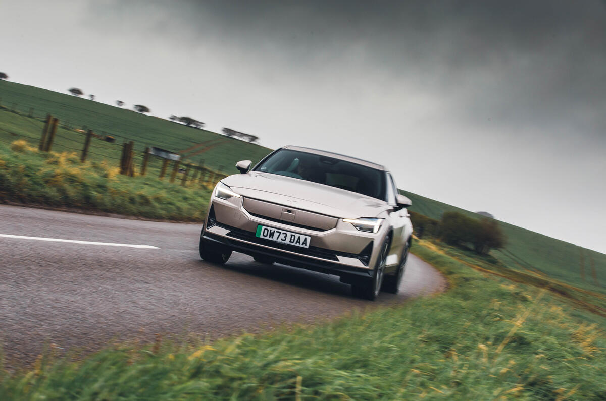 Polestar 2 close up driving shot 2