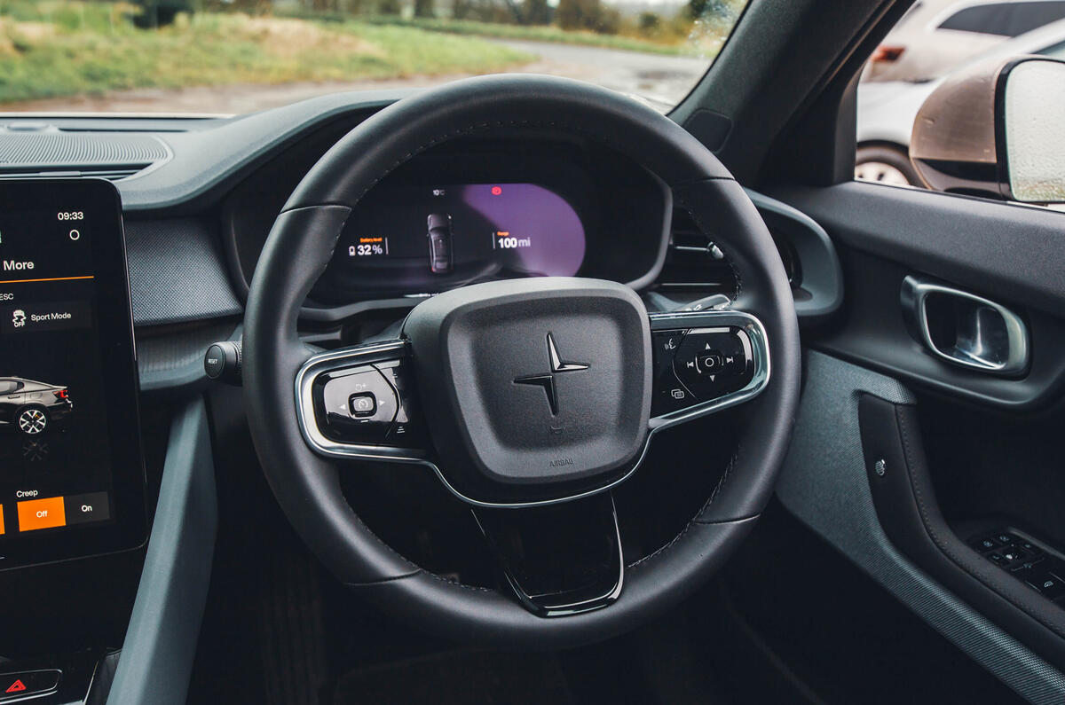 Polestar 2 steering wheel closeup